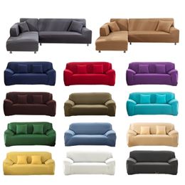 SOLID SOFA COVER corner sofa L shape elastic material stretch slipcover couch cover skins 211207