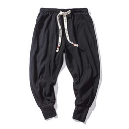 2021Cotton Harem Pants Men Solid Elastic Waist Streetwear Joggers New Baggy Drop-crotch Pants Casual Trousers Men Dropshipping X0723