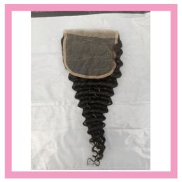 Brazilian Human Hair 5*5 Lace Closure Deep Wave Curly Virgin Hairs Extensions Five By Five Closures Middle Three Free Part