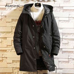 DIMUSI Winter Men's Jackets Fashion Male Cotton Thick Warm Parkas Casual Outwear Mid-Long Thermal Hooded Coats Mens Clothing Y1122