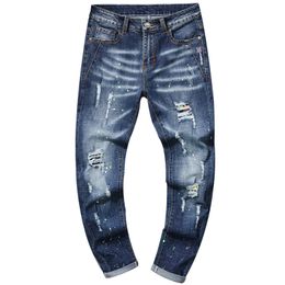 Kongsta Mens Casual Jeans Knee Length Hole Ripped Pants Jeans