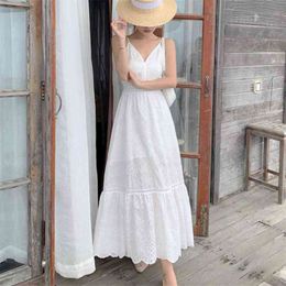 Bohemian Summer Beach Hollow Out Long Maxi Dress Sexy Women V-Neck High Waist Single Breasted Holiday Dresses Vestidos Robes 210514