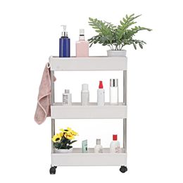 3-Tier Storage Rack with Wheels for Kitchen Trolley Bathroom Mobile Stand