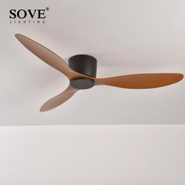 Ceiling Fans SOVE Low Floor Modern Without Light DC 30W Fan With Remote Control Home Simple No Lights 220V