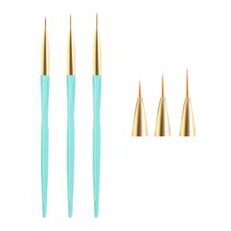 Nail Art Liner Pen With Blue Frosted Beads Handle Painting Drawing Fine Polish Nails Brush Tool Tips Manicure Kits