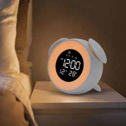 Clocks Accessories Other & Blue Pink Alarm Clock Creative Gifts Music LED Children Night Light Sleep Sounds Machine Cartoon Bedside Lamp