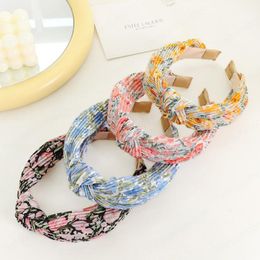 Fashion Women Headband Crumpled Cloth Flower Hairband Center Knot Casual Headwear Girls Hair Accessories