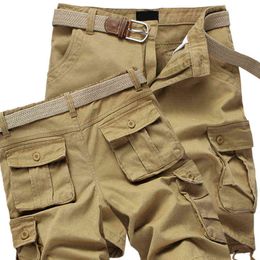 Cargo Shorts Men Summer Casual Cotton Baggy Multi Pocket Military Zipper Breeches Camouflage Tactical Work Shorts Plus Size 44 H1206
