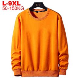 Solid Color Men's Hoodies Plus Size 8xl 9xl Mens Orange Hoody Spring Autumn Pullover Black Streetwear Oversize Male Sweatshirt 211106