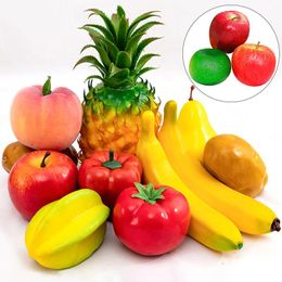 Party Decoration Artificial Fruits And Vegetables Home Fake Orange Peach Apple Pear Grape Ornament Food Pography Props