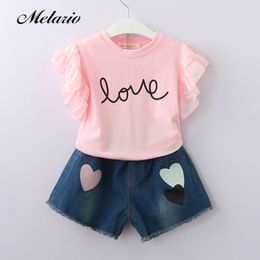 Melario Mädchen Kleidung Sets Neue Sommer Baby Mädchen Kleidung Stil Kinder Kleidung Sets Ärmelloses T-shirt + Shorts für Kinder Anzüge 210412
