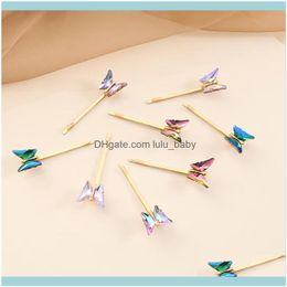 Hair Jewellery Jewelryhair Clips & Barrettes European And American Aessories For Women MultiColor Glass Butterfly Headband AllMatch Retro C