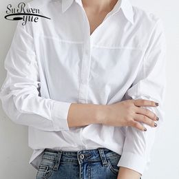 fashion women blouses long sleeve shirts white turn down collar office s tops and 2519 50 210521