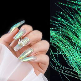 -1 Packung fluoreszierende filament nail art dekorationen holographische bunte linie seide diy mode nagel designs manikürezubehör