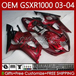 Injection Mould Fairings For SUZUKI K3 GSXR1000 GSXR 1000 CC Red flems 2003 2004 Body 67No.104 K 3 GSXR-1000 GSX R1000 2003-2004 1000CC GSX-R1000 03 04 OEM Bodywork kit