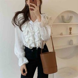 OL Hook Flowers High Quality Girls Chic Loose All Match White Vintage Tops Retro Sweet Streetwear Blouses 210525