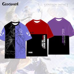 Anime Genshin Impact 3D T Shirt Cosplay Hu Tao Tartaglia Razor Keqing Xiao Albedo Klee Diluc Venti Paimon Zhongli Tee Top Tshirt Y0901