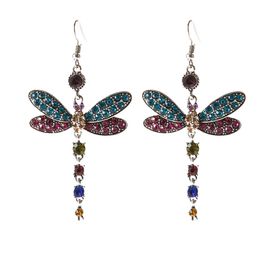 Dragonfly Long Dangle Drop Earrings Women Jewellery Accessories Vintage Crystal Earring Dangle Brincos