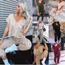 Women Sets Pink Black Grey 2 Pcs Sweatsuit Cotton Summer Casual Pullover Suits Outfit Two Piece Tracksuits 210517