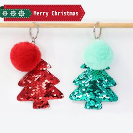 2022 New Year Christmas Gift Color Sequin Christmas Tree Decoration 5cm Imitation Rex Rabbit Pompom Accessories Bag Ornaments