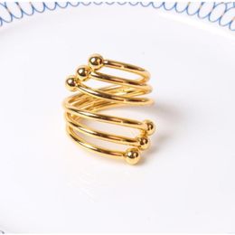 at home napkin rings Australia - Napkin Rings Wholesale Double Bead Ring Western Food Napkins Gold Silver El Home Table Trinkets Towel Holder Buckle Decor