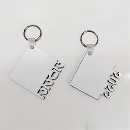 2022 Sublimation Blank Keychain Party Favour MDF Wooden Key Pendant Thermal Transfer Double-sided Key Ring DIY Gift