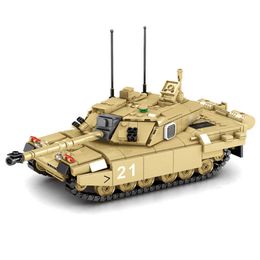 904pcs Military Challenger 2 Main Battle Tank Building Blocks Word Famous Tanks Bricks Set Model Toys For Children Kids Gifts Q0624