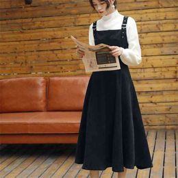 Spring Autumn French Women Two Piece Set Elegant Long Dresses & Knitted Sweater Tops 2 Preppy Style 210514