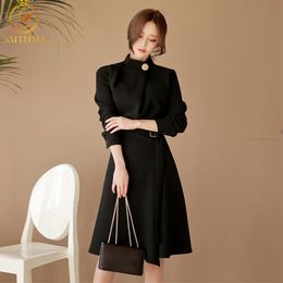 HIGH QUALITY Arrival Designer Runway Dress Women's Long Sleeve Double Breasted Buttons Patchwork Dresses 210520