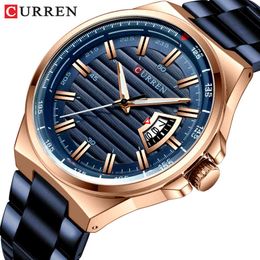 CURREN Luxury Brand Watches Men Luxury Business Quartz Watch Mens Waterproof Stainless Steel Band Auto Date Male Clock Relojes 210517