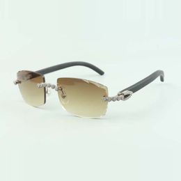 Bouquet Diamond Sunglasses 3524015 with Natural black wooden sticks and cut Lens 3.0 Thickness