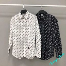 Black White Scissors Full Printing Vetements Shirts Men Women Oversize Hip-Hop V-Shaped Embroidery Vtm Blouse Long Sleeve C0325