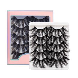 5 Pairs Thick 5D Mink Eyelashes 25mm Multi-layer Lengthen Bushy Fluffy Lashes Handmade False Eyelash Extension Makeup Tools