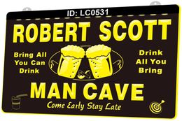 LC0531 Your Names Man Cave Come Early Stay Late Beer Bar Light Sign 3D Engraving