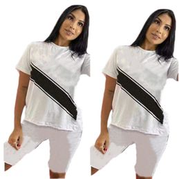 New Women tracksuits summer outfits jogger suits short sleeve white T-shirts+shorts pants two piece set plus size 2XL sports sets casual black sportswear 4734