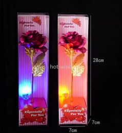 DHL LED 24k Gold Foil Plated Rose Starry Sky Luminous Rose Flower Shock Light Wedding Valentine's Day Christmas Gift EE