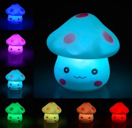 2021 7 Colour Changing LED Mushroom Lamp Party Lights Mini Soft Baby Child Sleeping Nightlight Novelty Luminous Toy Gift