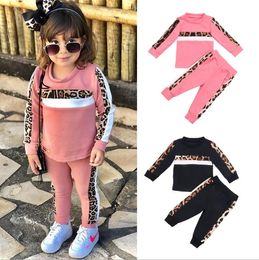 Toddler Girls Clothes Set Leopard Girl Hoodies Sweatshirts Pants 2pcs Sets Autumn Winter Children Tracksuits Long Sleeve Kids Outfits DW6210