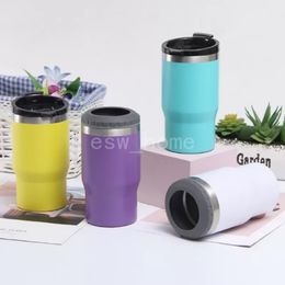 4-in-1 Cold Bottle 14oz Tumblers Can Cooler Double Wall Vacuum Insulated For 12oz Slim Cans Cooler Drink Beer Holder With Two lids