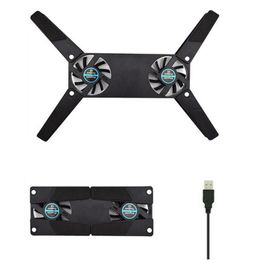 stand fan accessories UK - Laptop Cooling Pads Foldable Cooler Pad Stand Base USB Dual Fan Portable Convenient Notebook Computer Accessories