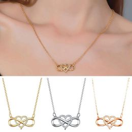 Fashion Pendant Golden Heart-Shaped Lucky 8 Diamond Love Heart Necklace Jewellery