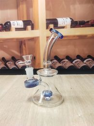 6.4inch Blue Glass Water Pipe 14mm male Bowl Hookah Recycler Bong Smoking Tobacco Dry Herb Beaker Ice Catcher