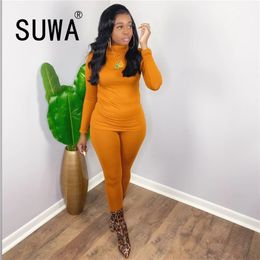Solid Colour Casual Home Wear Tracksuit Women Two Piece Sets Long Sleeve Pullover Top Tunic Joggers Trousers Sweatpants Sports 210525