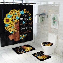 Flower Bathroom Mat Shower Curtains Digital Print Waterproof Anti-Slip Mats Factory price expert design Quality Latest Style Original Status