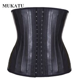 MUKATU Latex Waist Trainer Corset Belly Slim Belt Body Shaper Modeling Strap 25 Steel Boned Cincher Gaine amincissante 211029