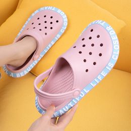 Sell well Summer Colorful Men Women Slippers Men's Women's Sandy beach Hole shoes Soft Bottom Breathable and lightweight Lady Gentlemen