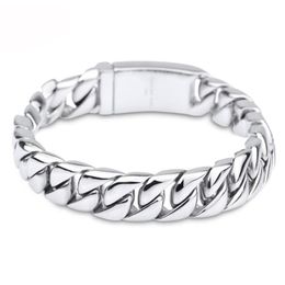 12MM*22CM Heavy Cool Mens Silver Color 316L Stainless Steel Curb Cuban Link Chian Bracelet Jewelry Link, Chain