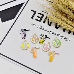 Trendy Orange Drink Orange juice Enamel Charms Alloy bracelet DIY Fashion Jewellery Accessories