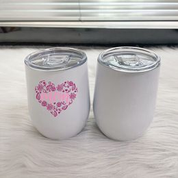 DIY Sublimation Blank Wine Tumbler 12oz Beer Egg Shape Cup Stainless Steel Double Wall Vacuum Coffee Mug With Seal Lid For Party