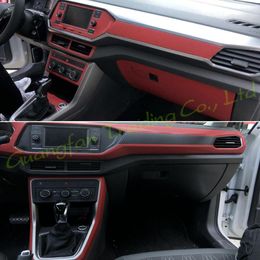 For Volkswagen Tcross 2019-2021 Interior Central Control Panel Door Handle 3D/5D Carbon Fibre Stickers Decals Car styling Accessorie